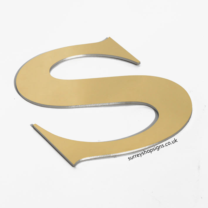 flat cut mirror finished gold shop sign letter